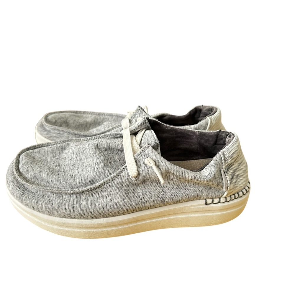Hey Dude Wally Grey Heather Marl Slip On Loafers Mens Shoes Moc Toeโ Lightweight